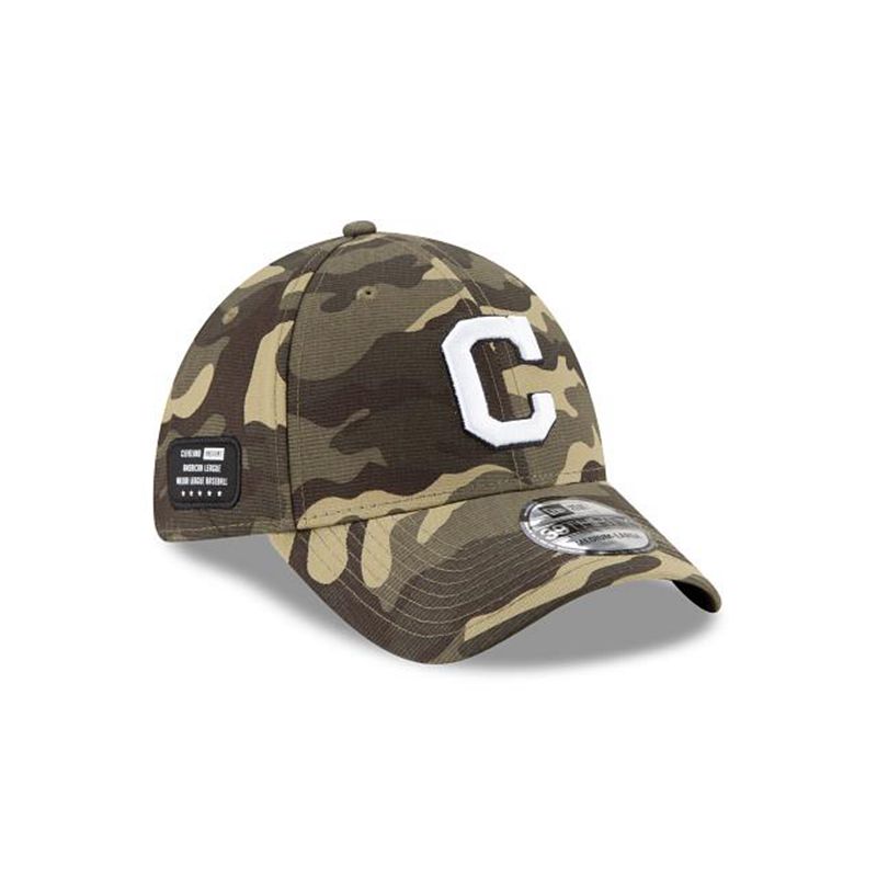 MLB Cleveland Indians Armed Forces Weekend 39Thirty Stretch Fit (SDU0462) - Green New Era Caps